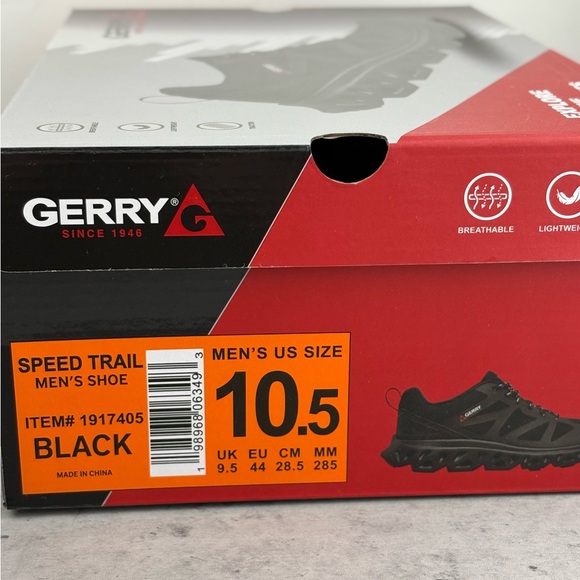NEW Gerry Men's Speed Trail Lace-Up Shoes Black Size 10.5 New In Box - Picture 5 of 5